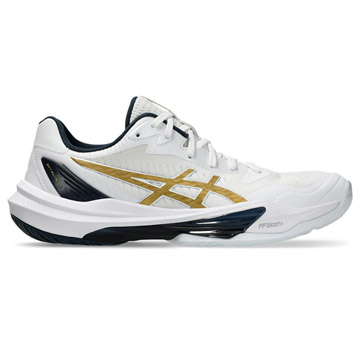 Asics Sky Elite FF 3 Womens Court Shoes (White/Pure Gold)