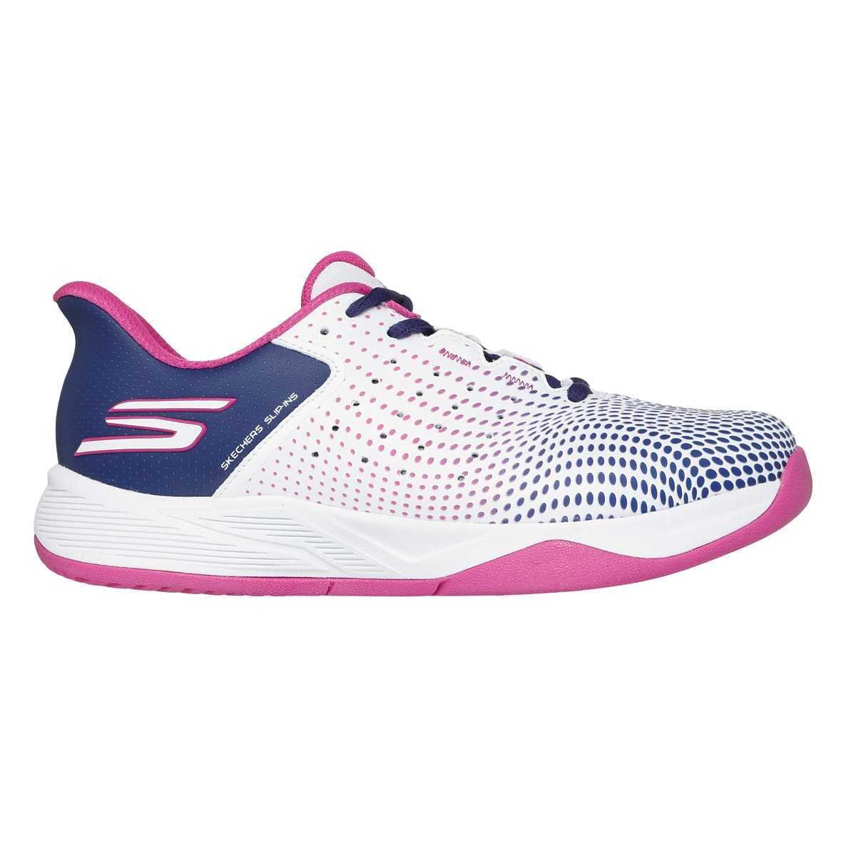 Skechers Relaxed Fit Slip Ins: Viper Womens Court Shoes (White/Navy/Pink)