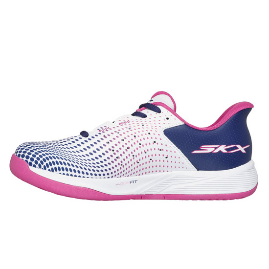 Skechers Relaxed Fit Slip Ins: Viper Womens Court Shoes (White/Navy/Pink)
