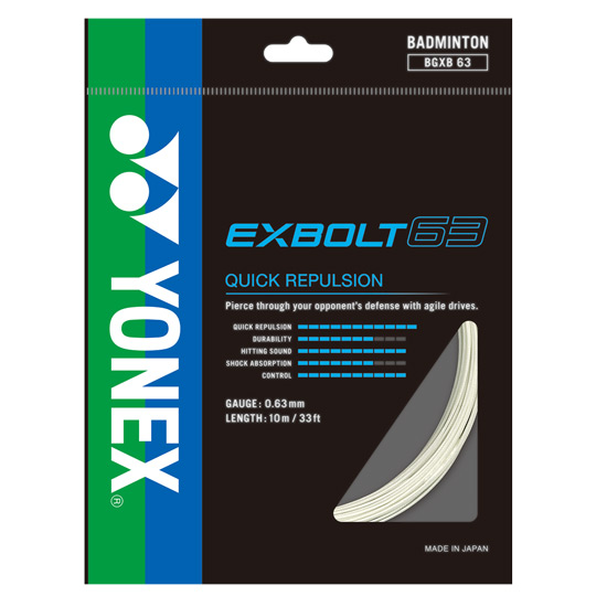 Yonex ExBolt 63 Badminton Racket String (10m Set) White